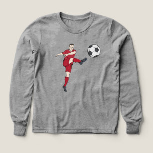 Retro Soccer Player Kicking Ball Volley Action Gra Tri-Blend Shirts