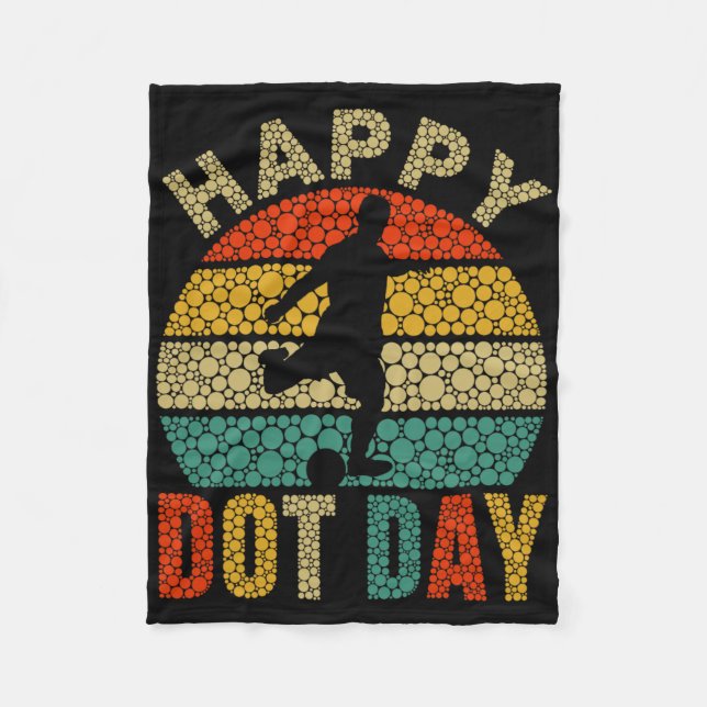 Retro Soccer Player Polka Dot Art Student Happy Do Fleece Blanket (Front)