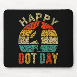 Retro Soccer Player Polka Dot Art Student Happy Do Mouse Pad