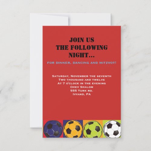 Retro SOCCER Themed Bar Bat Mitzvah Party Card