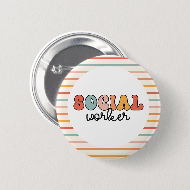 Retro Social Worker Button (Front & Back)