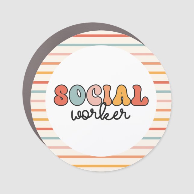 Retro Social Worker Car Magnet (Front)