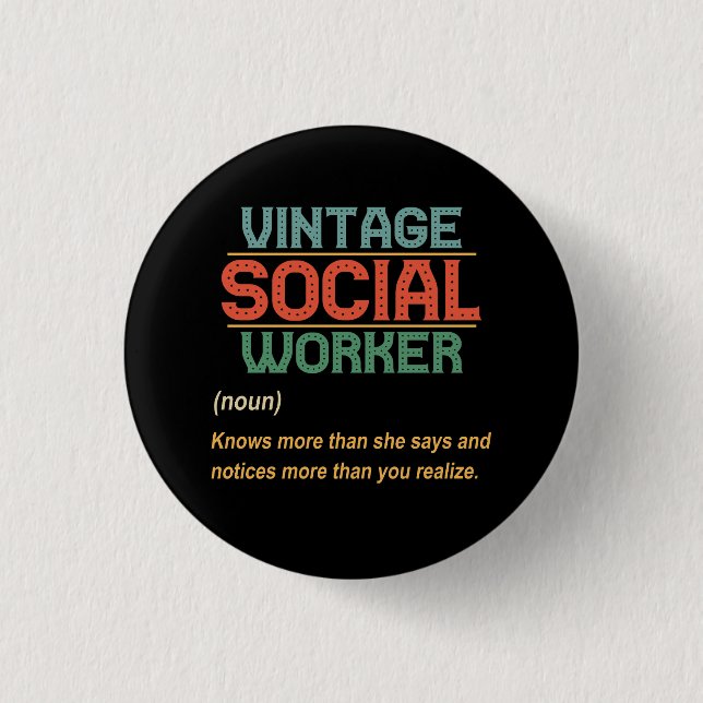 Retro Social Worker Definition Public Servant Case Button (Front)