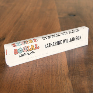 Retro Social Worker Desk Name Plate