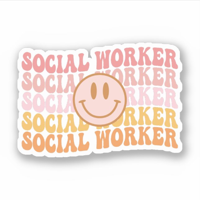 Retro Social Worker Social Work Student Graduation Sticker (Front)