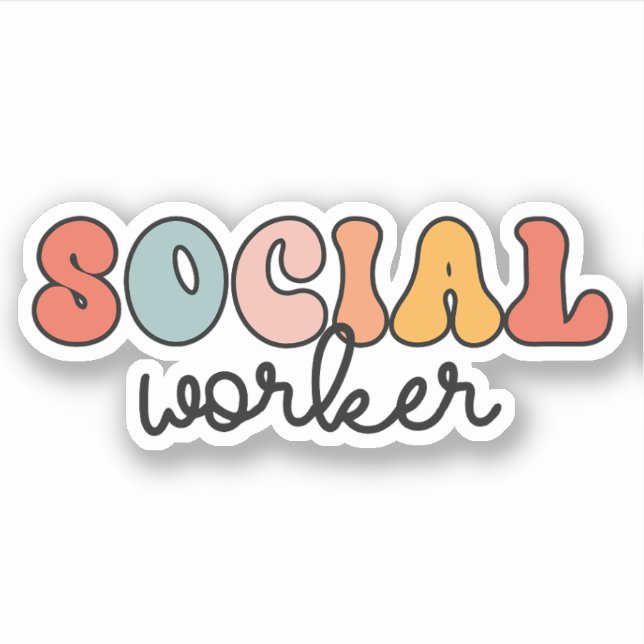 Retro Social Worker Sticker (Front)