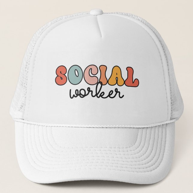 Retro Social Worker Trucker Hat (Front)