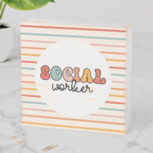Retro Social Worker Wooden Box Sign