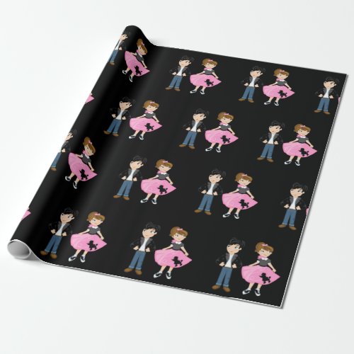 Retro Sock Hop Birthday Party Wrapping Paper