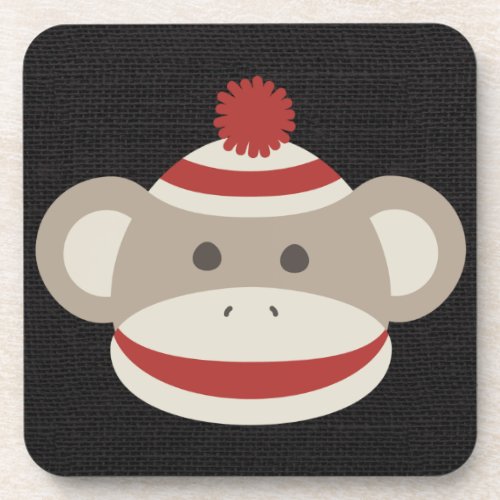 Retro Sock Monkey Beverage Coaster