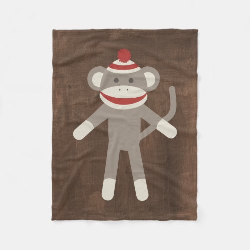 Retro Sock Monkey Fleece Blanket