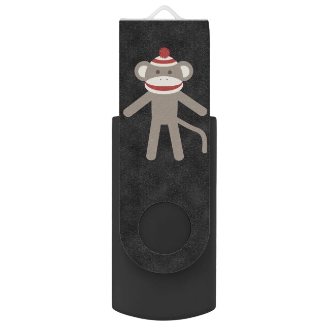 Retro Sock Monkey USB Flash Drive (Front Vertical)