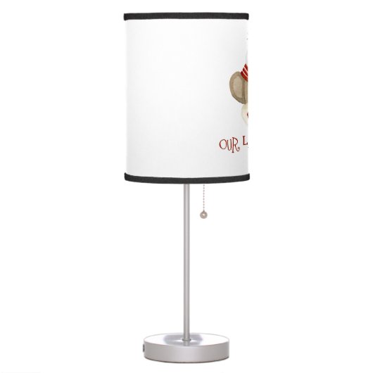 Retro Sock Monkey w Stocking Cap Baby Boy Gifts Table Lamp (Left)