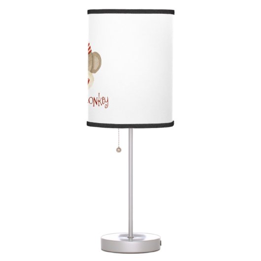 Retro Sock Monkey w Stocking Cap Baby Boy Gifts Table Lamp (Right)