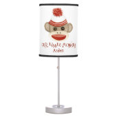 Retro Sock Monkey w Stocking Cap Baby Boy Gifts Table Lamp (Front)