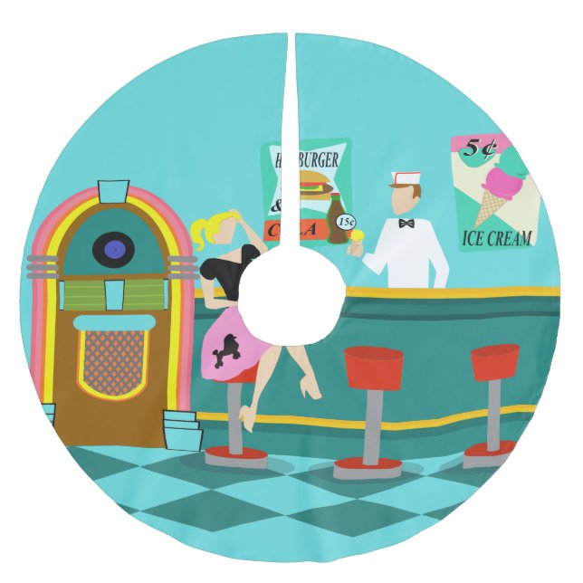 Retro Soda Fountain Christmas Tree Skirt (Front)