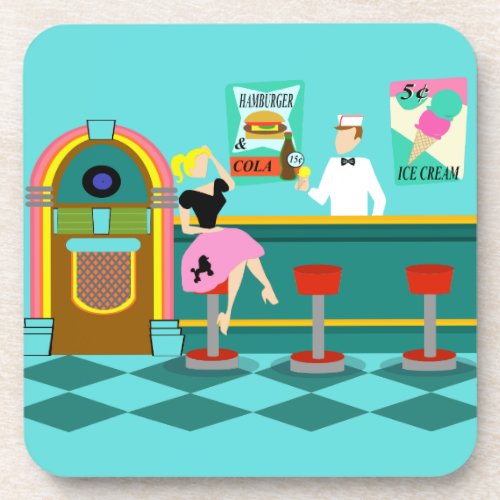 Retro Soda Fountain Hard Plastic Coasters