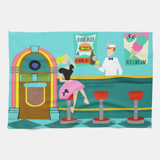 Retro Soda Fountain Kitchen Towels (Horizontal)