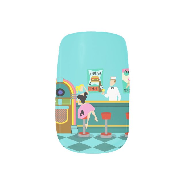Retro Soda Fountain Minx Nail Art Decals (Left Thumb)