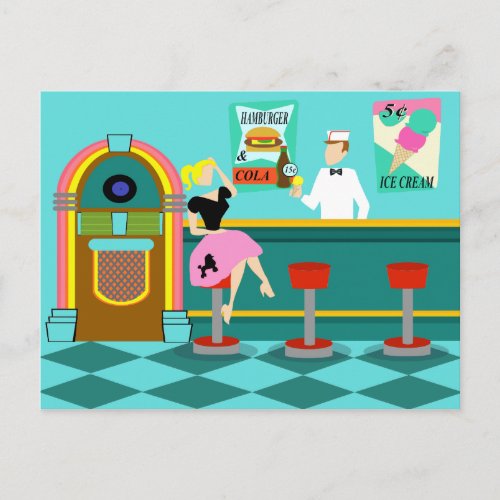 Retro Soda Fountain Postcard