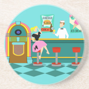 Retro Soda Fountain Sandstone Coaster