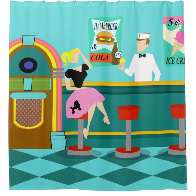 Retro Soda Fountain Shower Curtain (Front)