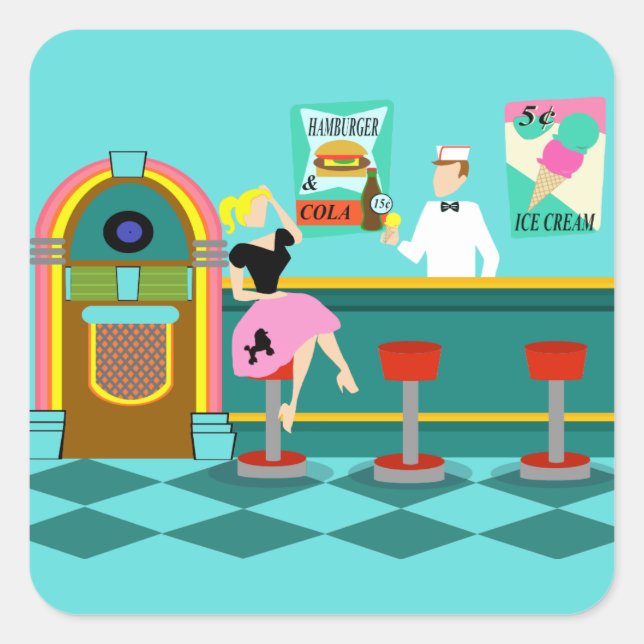 Retro Soda Fountain Stickers (Front)
