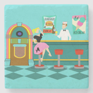 Retro Soda Fountain Stone Coaster