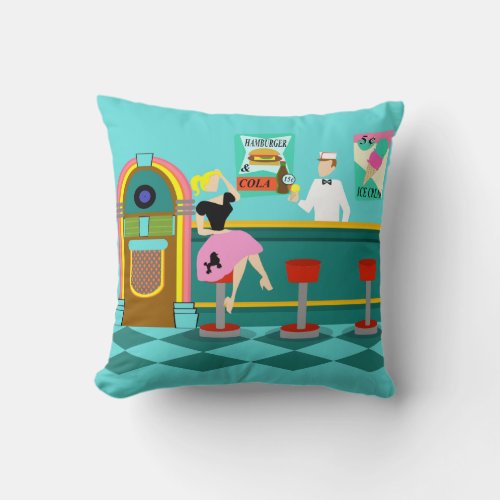 Retro Soda Fountain Throw Pillow