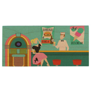 Retro Soda Fountain USB Wooden Flash Drive