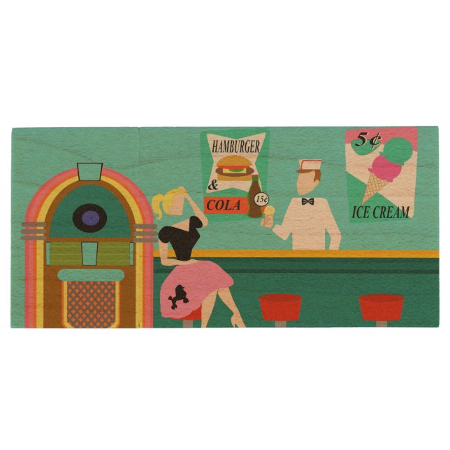 Retro Soda Fountain USB Wooden Flash Drive (Back)
