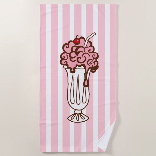 Retro Soda Ice Cream Beach Pool Towel Gift (Front)
