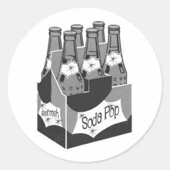 Retro Soda Pop Classic Round Sticker by grnidlady at Zazzle