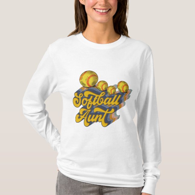 Retro Softball Aunt Sublimation Design, Softball T-Shirt (Front)