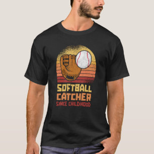 Retro Softball Batter Pitcher Catcher Vintage Soft T-Shirt