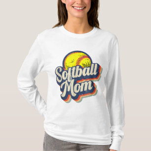 Retro Softball Mom Funny Vintage Softball Mom Moth T-Shirt