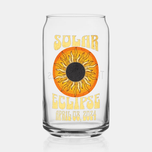 Retro solar eclipse Total Eclipse April 8, 2024  Can Glass (Front)