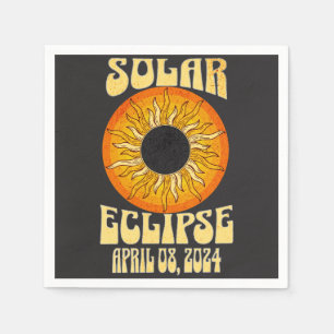 Retro solar eclipse Total Eclipse April 8, 2024  Napkins