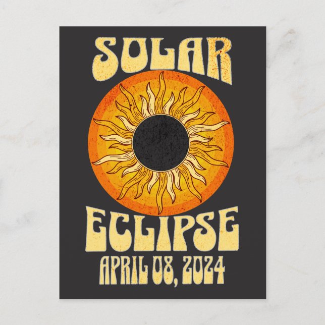 Retro solar eclipse Total Eclipse April 8, 2024  Postcard (Front)