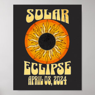 Retro solar eclipse Total Eclipse April 8, 2024  Poster
