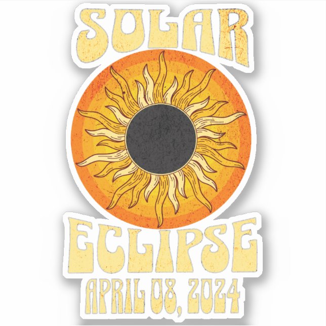 Retro solar eclipse Total Eclipse April 8, 2024  Sticker (Front)
