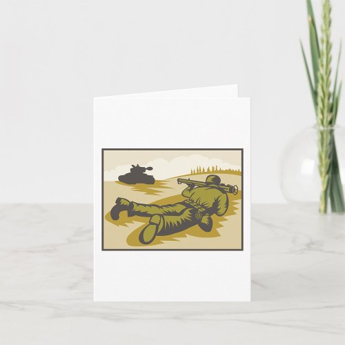 Retro Soldier And Tank Card