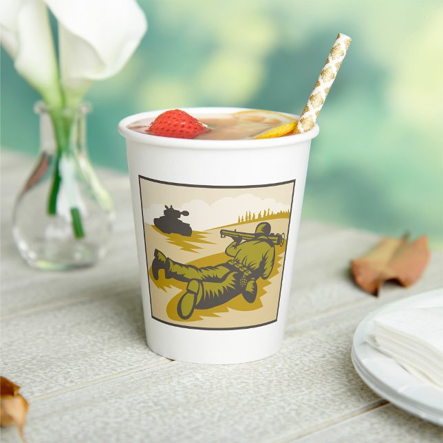 Retro Soldier And Tank Paper Cups (Creator Uploaded)