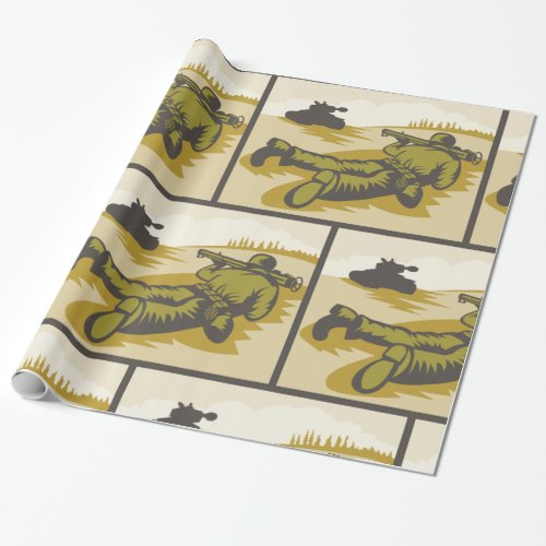 Retro Soldier And Tank Wrapping Paper