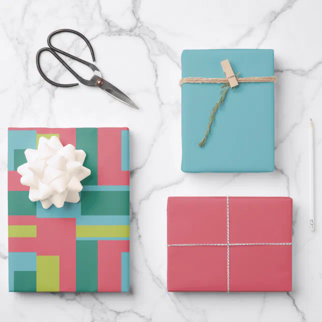 Retro Solid Block Design/Set 1 Wrapping Paper Sheets | Zazzle