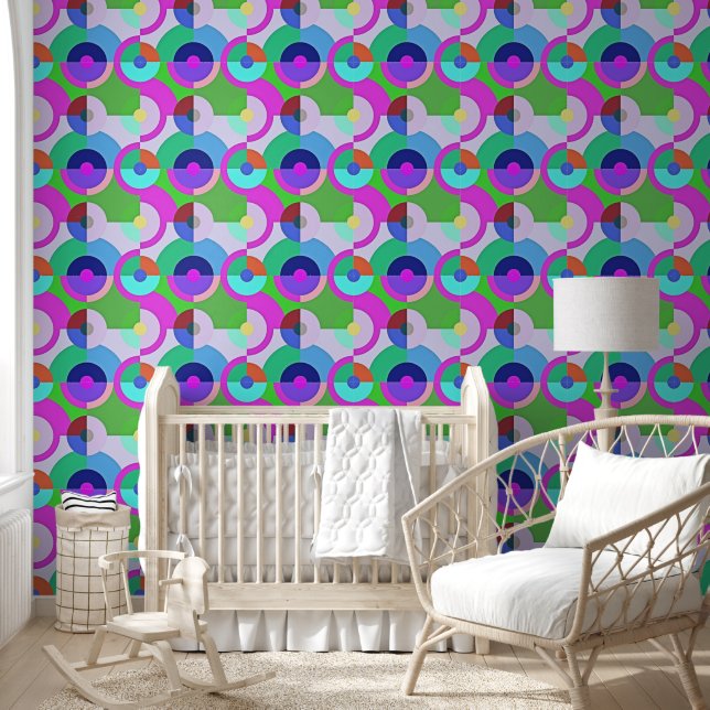 Retro solid geometric shapes pattern 5 wallpaper  (Kids)