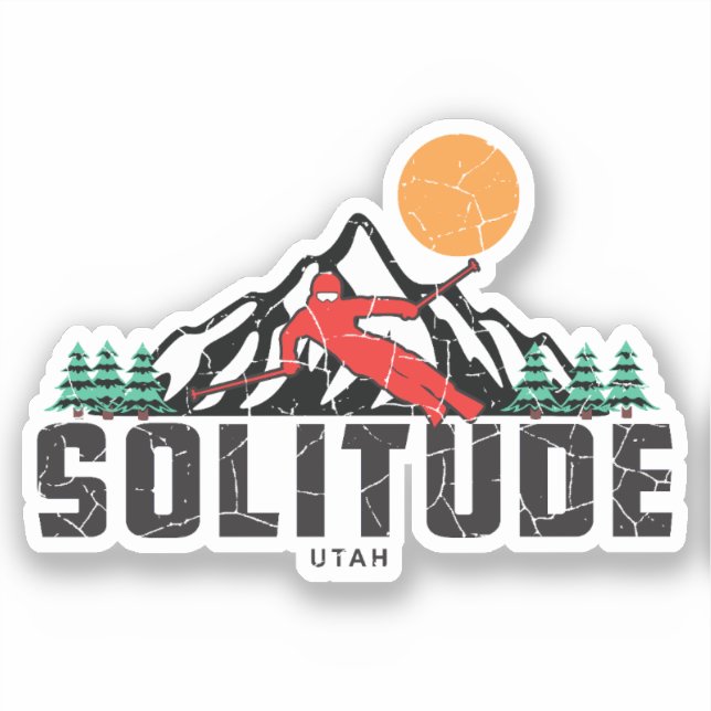 Retro Solitude Mountain Ski  Sticker (Front)