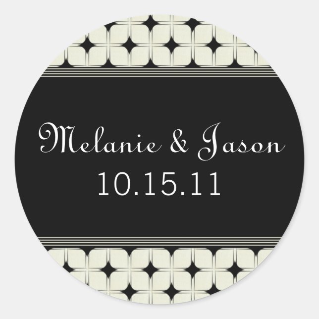 Retro Sophistication Save the Date Stickers (Front)