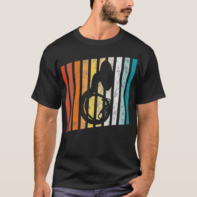 Retro Sousaphone Tuba  70s Music Band Distressed T-Shirt (Front)
