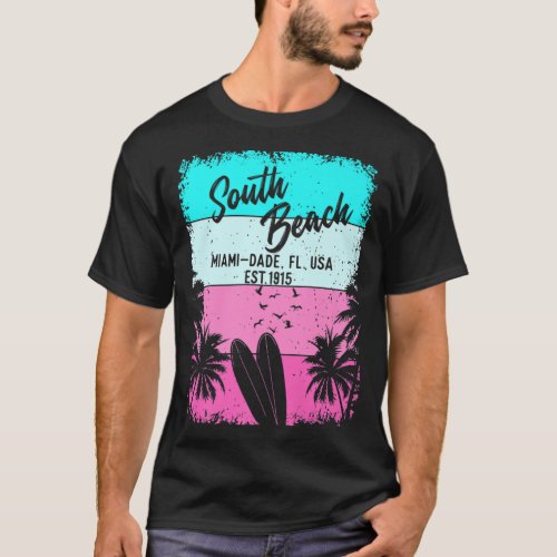 Retro South Beach Miami Florida FL Souvenirs Men W T_Shirt